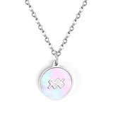 Minimalist White Shell Zodiac Necklace Adjustable Pendant-5