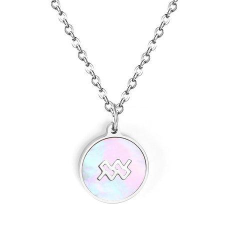 Minimalist White Shell Zodiac Necklace Adjustable Pendant-5