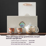 Silver Plated Teapot Teacup Chinese Traditional Pattern Creative Tea Set