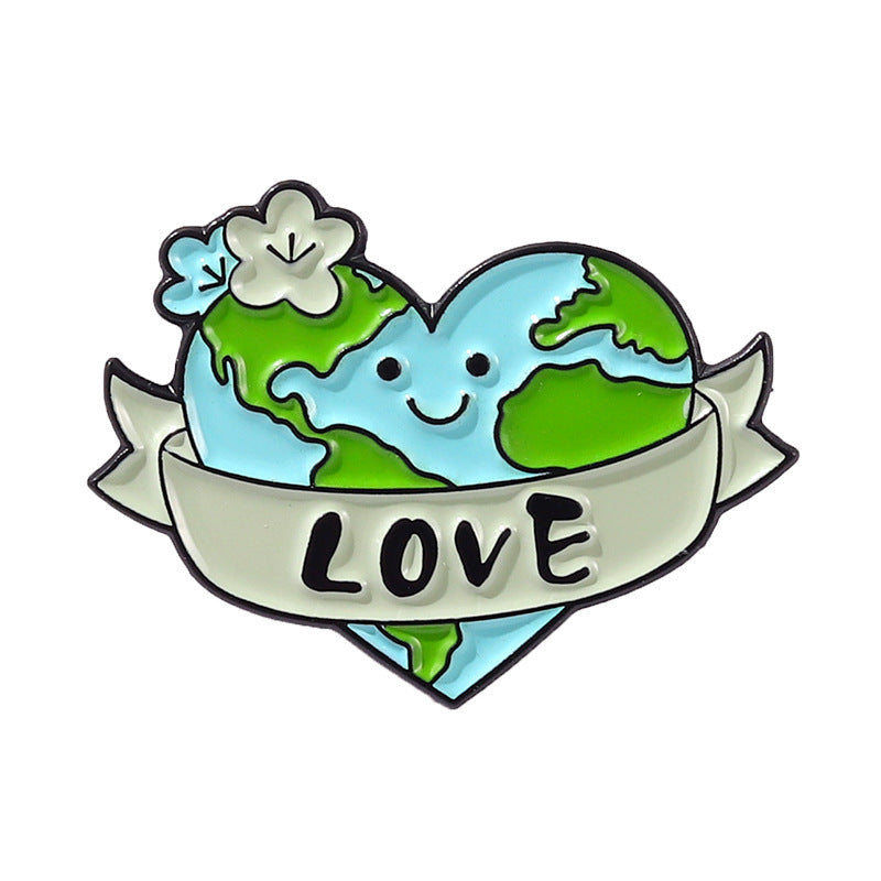 Creative Cartoon Protect The Earth Brooch Gifts for Environmentalists