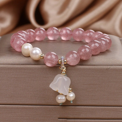 New Chinese Style Female Natural Strawberry Quartz Crystal Bracelet-4