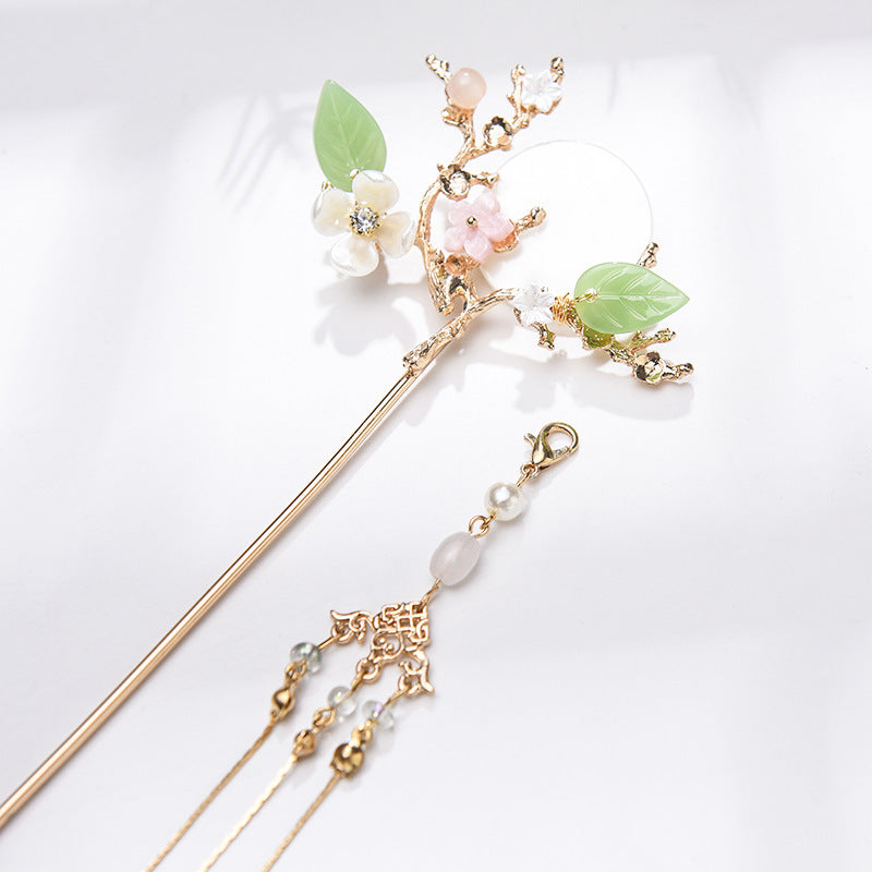 Golden Branches and Jade Leaves Hairpin Costume Accessories-5