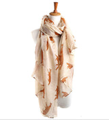 Fall Winter Fashion Voile Animal Pattern Fox Scarf