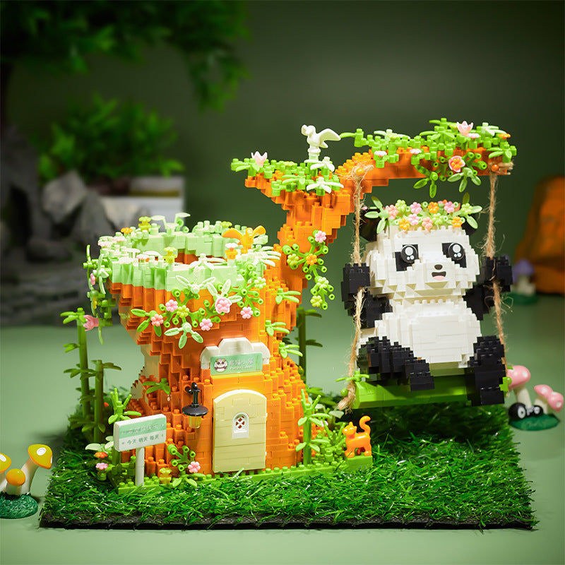 Swing Panda Building Blocks Pencil Holder Children's Educational Toys-3