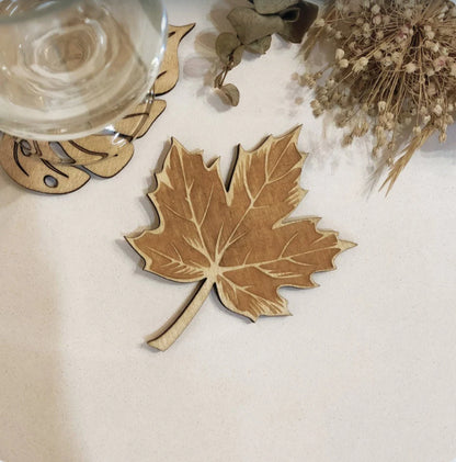 Hollow Leaves Wooden Coaster Kitchen Anti-scald Non-slip Placemat Dining Table