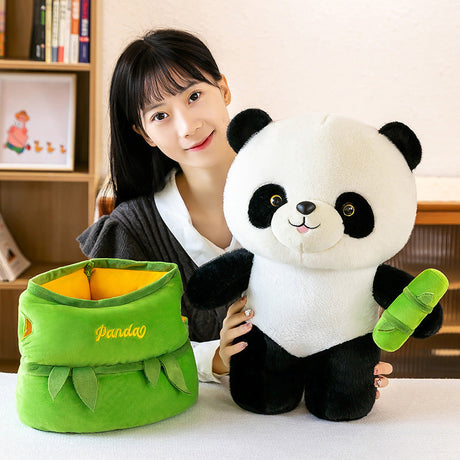 Bamboo Pipe Panda Plush Toy Doll Ornament-2