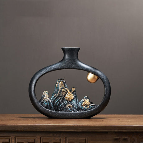 Chinesische Stil Mountain View Vase Dekoration Tabletop Blume