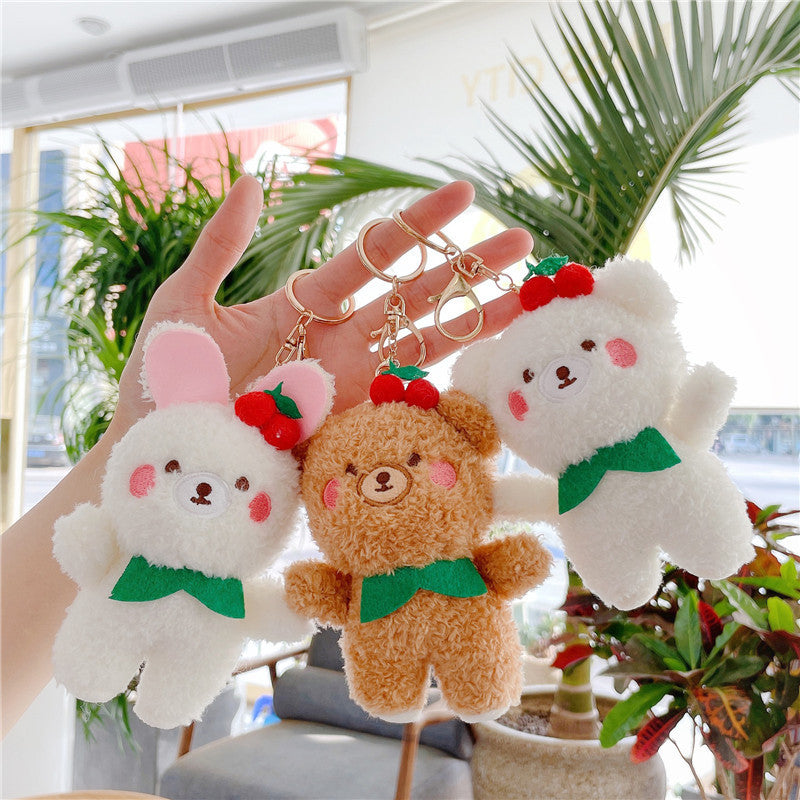 Plush Toy Strawberry Bear Rabbit Toy Keychain Pendant