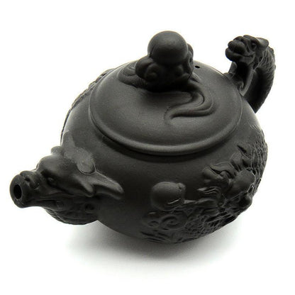 Kung Fu Tea Teapot Imperial Dragon Embossed Purple Clay Tea Set