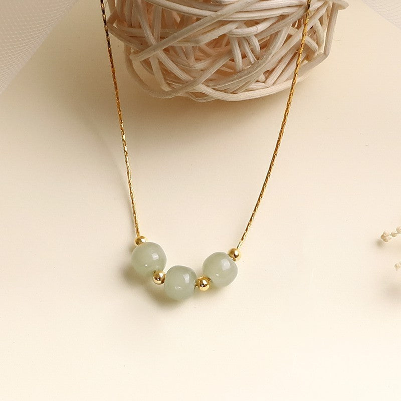 925 Silver Bamboo Hetian Jade Bead Necklace