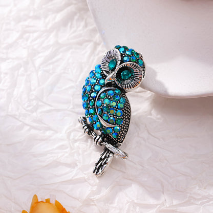 Damen -Diamond Blue Owl Brosche