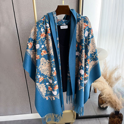 Ethnic Style Cashmere-like Embroidery Tassel Scarf