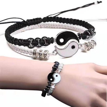 Chinesischer Stil Einfacher Schüler All-Match Schwarz-Weiß-Schlüsselbeinkette Armband