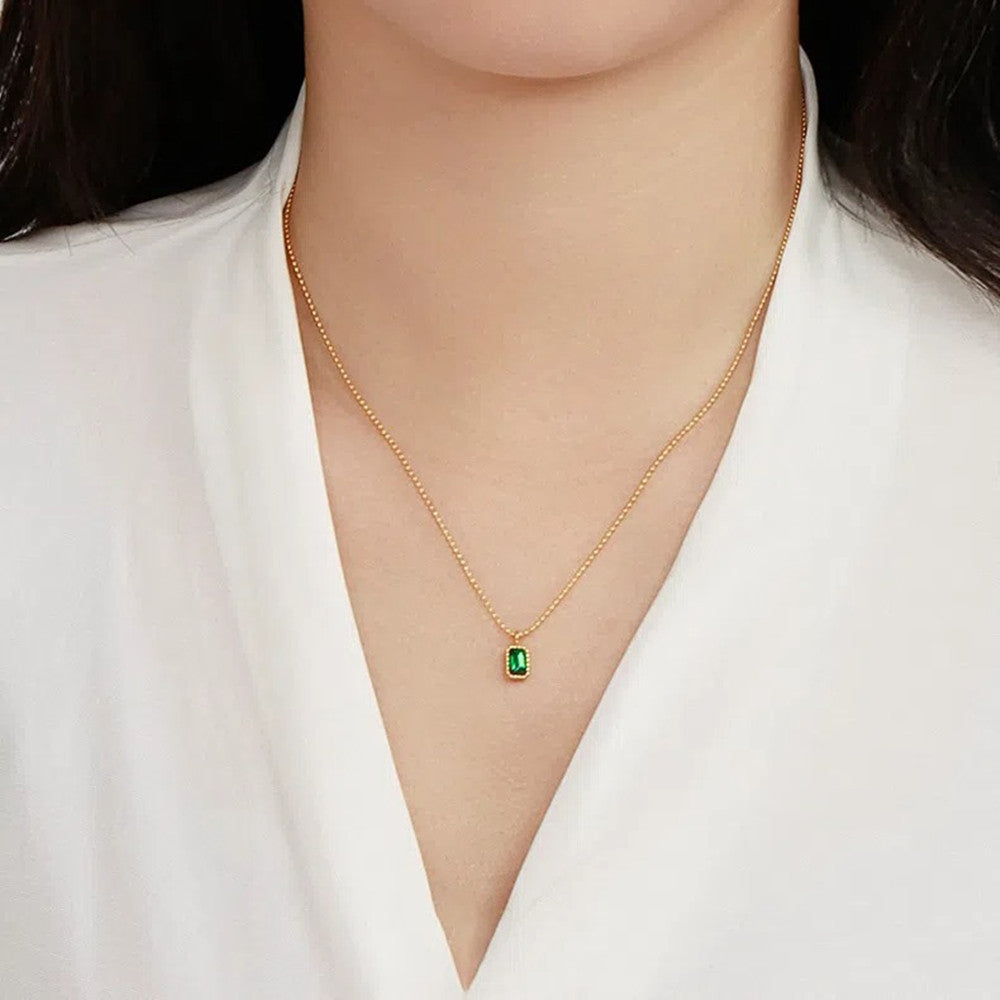 Chinesischer Stil Einfache Emerald Zirkon einzelne Diamantkette