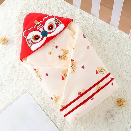 Chinese Style Newborn Baby Red Cartoon Autumn Winter Swaddle Blanket-3