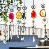 Natural Agate Crystal Suncatcher Window Hanging Decor-3