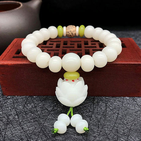 Weißes Jade -Bodhi -Wurzelarmband 108 Armband