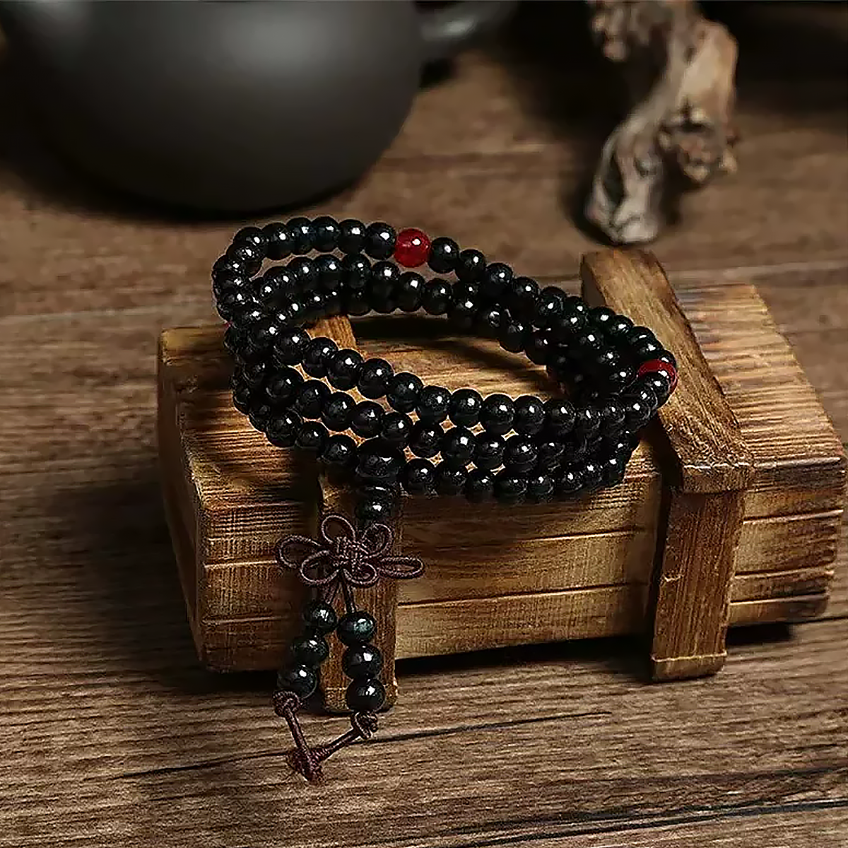 Natural Sandalwood Multilayer Beaded Bracelet Natural Wood Wrap-4