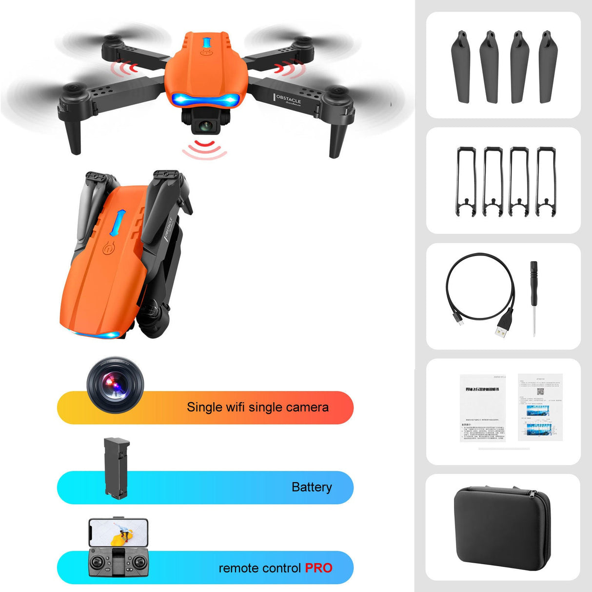 4K Drone Dual Camera Remote Control Three-sided Obstacle Avoidance