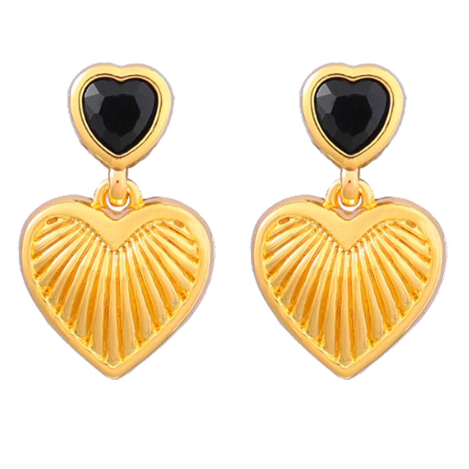 18K Gold Love Earrings Exaggerated Earrings Stripes