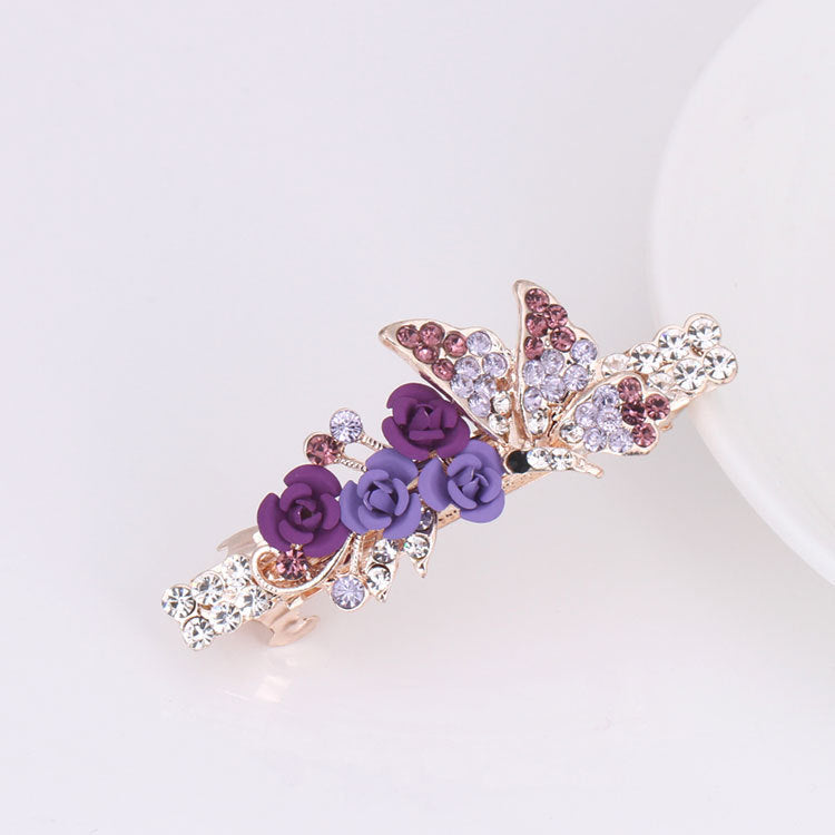 Women's Hair Accessories Rose Flower Rhinestone Hair Cards-2