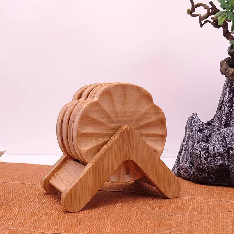 Bamboo Coaster Chinese Wooden Set Bracket