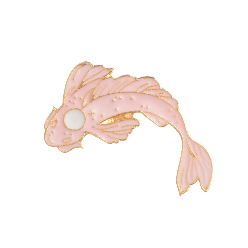 Good Luck Koi Alloy Brooch Four Color Oil Drip Clothing Accessories