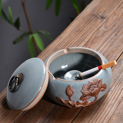 Lotus Ashtray with Lid Chinese Style Creative Personality Fashion European Ashtray