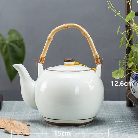 Old Ceramic Teapot Large Brewing Tea Top Handle Pot