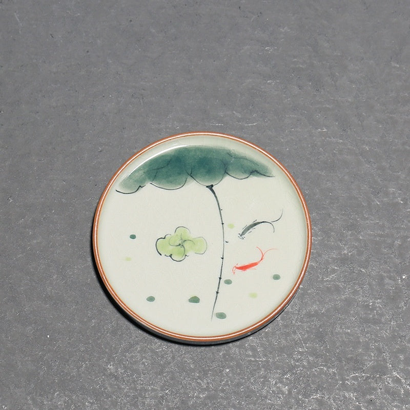 Hand Painted Lotus Coasters Underglaze Ice Crack Coaster