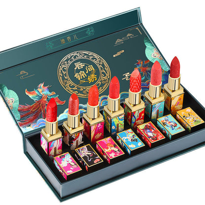 Chinese Style Seven Fairies Carved Lipstick Set-1