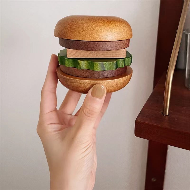 Wooden Hamburger Coasters Six Pieces Heat Proof Mat