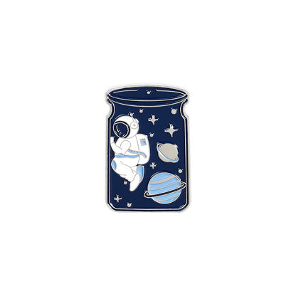 Cartoon Whale Astronaut Drift Bottle Badge Brooch