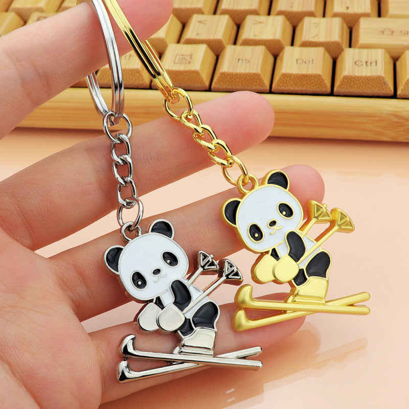 Ski Panda Keychain Creative National Treasure Panda Ski Anhänger Schlüsselkette