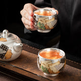 Silver Plated Teapot Teacup Chinese Traditional Pattern Creative Tea Set