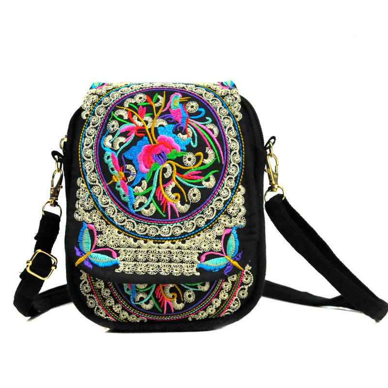 Ethnic Style Flip Marigold Embroidered Mobile Phone Bag-5