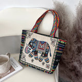 Ethnic Style Animal Three-dimensional Embroidered Canvas Handbag-3