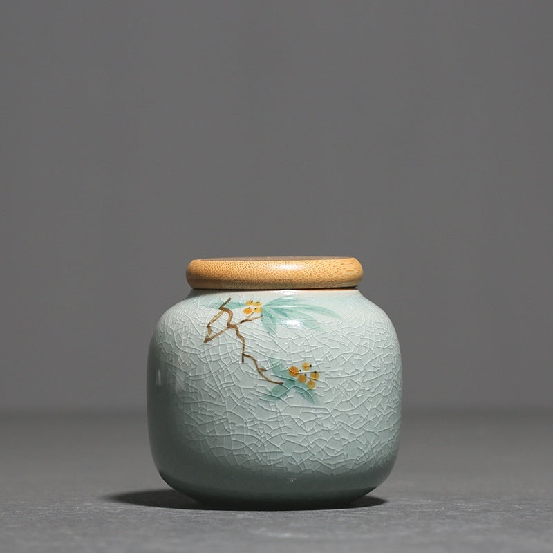 Crackle Glaze Hand-painted Loquat Tea Caddy Sealed Cans