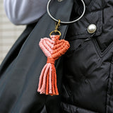 Tassel Peach Heart Hand Woven Pendant Keychain