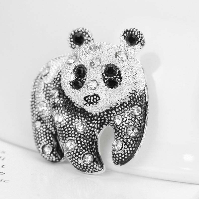 Diamond-studded Panda Brooch One-word Brooch Dress Accessories