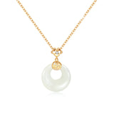 S925 Sterling Silber Fu Charakter Hetian Jade Friedensschnalle Halskette