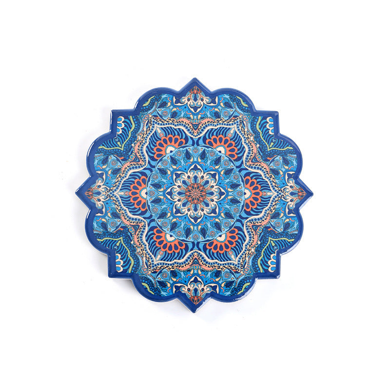 Ceramic Coaster Household Insulation Mat Mandala Pattern Octagonal Coaster