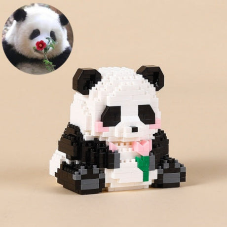 Giant Panda Flower Fruit Lai Menglan Microparticle Building Block Toy