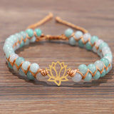 Armband handgewebte Doppelschicht Natursteinarmband Yoga om lotus