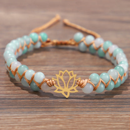 Armband handgewebte Doppelschicht Natursteinarmband Yoga om lotus