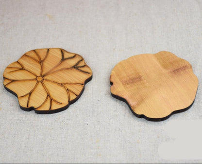 Bamboo Thick Tea Coasters Lotus Leaf Shape Heat Insulating Mats