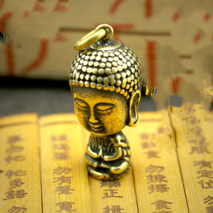 Pure Brass Car Keychain Buddha Head Pendant