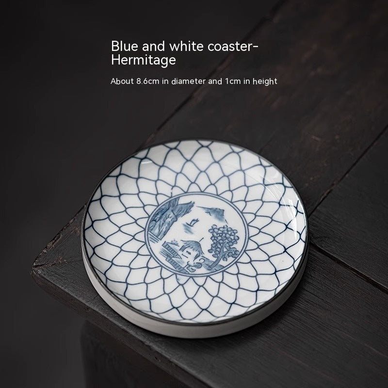 Blue And White Porcelain Teacup Mat Round Heat Proof Mat Household Tea Mat