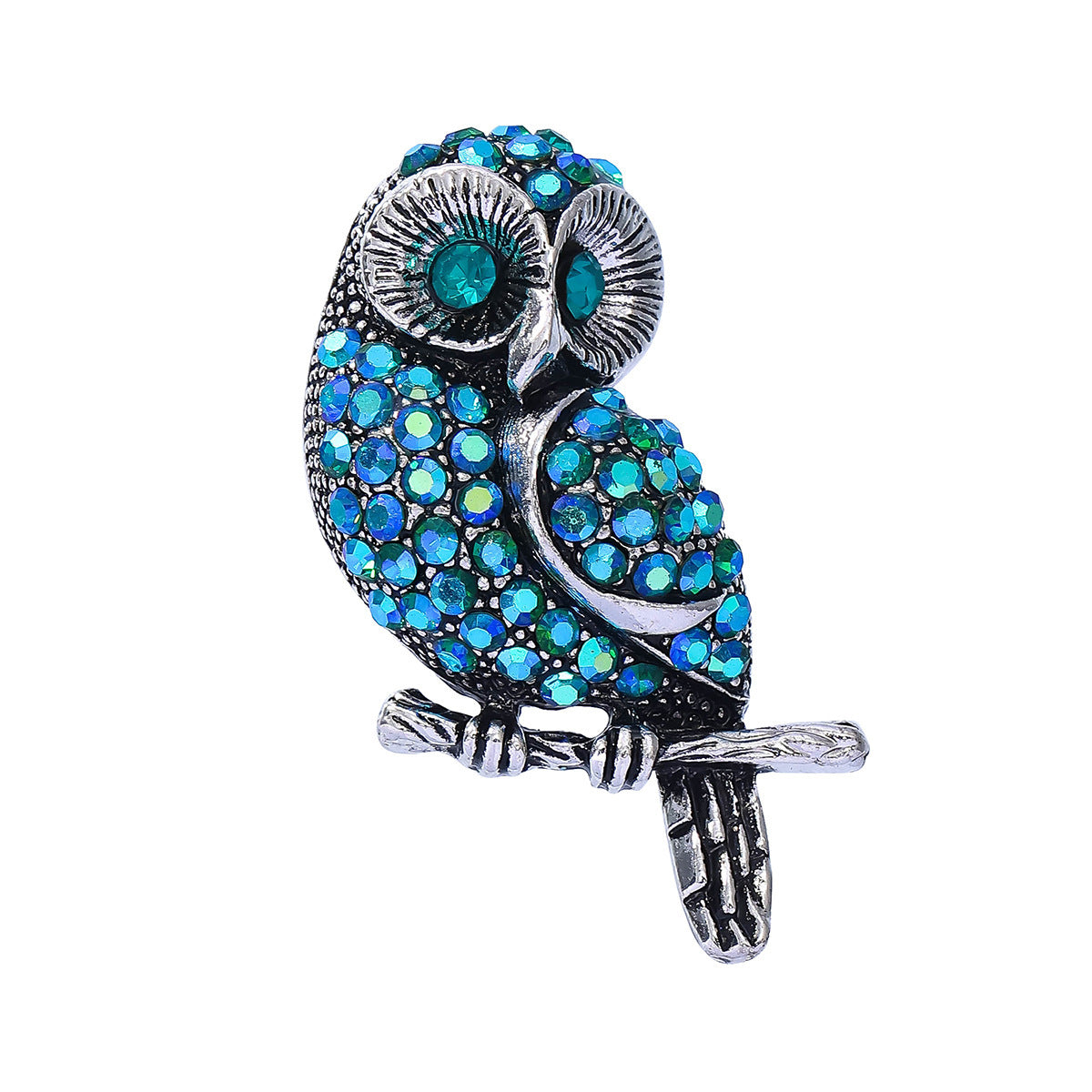 Women's Diamond Blue Owl Brooch