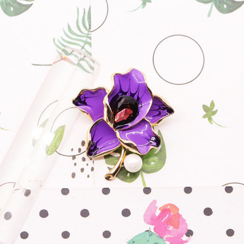 Simple Elegant Enamel Drop Oil Flower Brooch